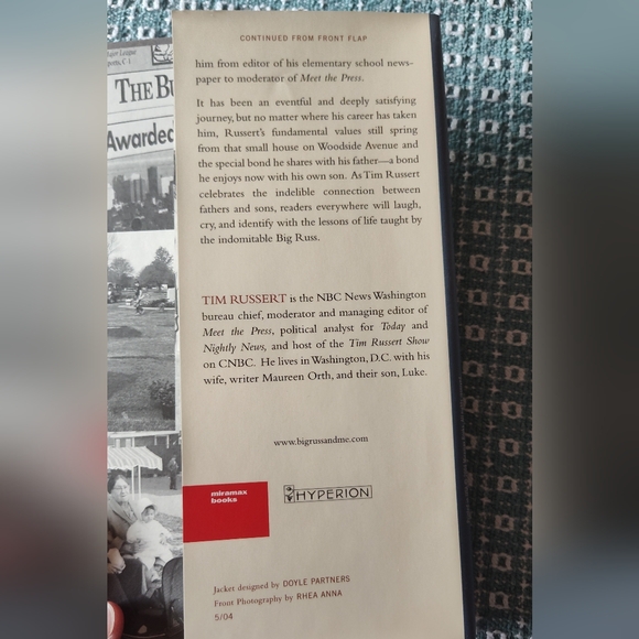 Big Russ & Me Father and Son: Lessons Life Tim Russert Hardcover Book NWT - Picture 4 of 4